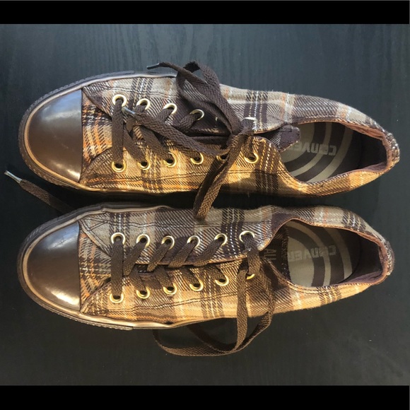 Converse Other - Converse Brown Plaid Sneaker Unisex Pre-Loved!❤️